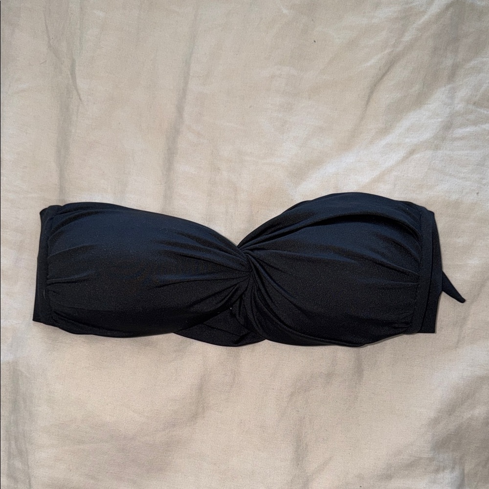 San Lorenzo Black Twist-Front Bandeau Bikini Top